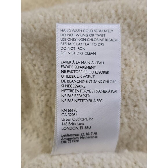 Urban Renewal Remnants Cropped Bell Sleeve Sweater Cream Textured Knit Small - Picture 9 of 10